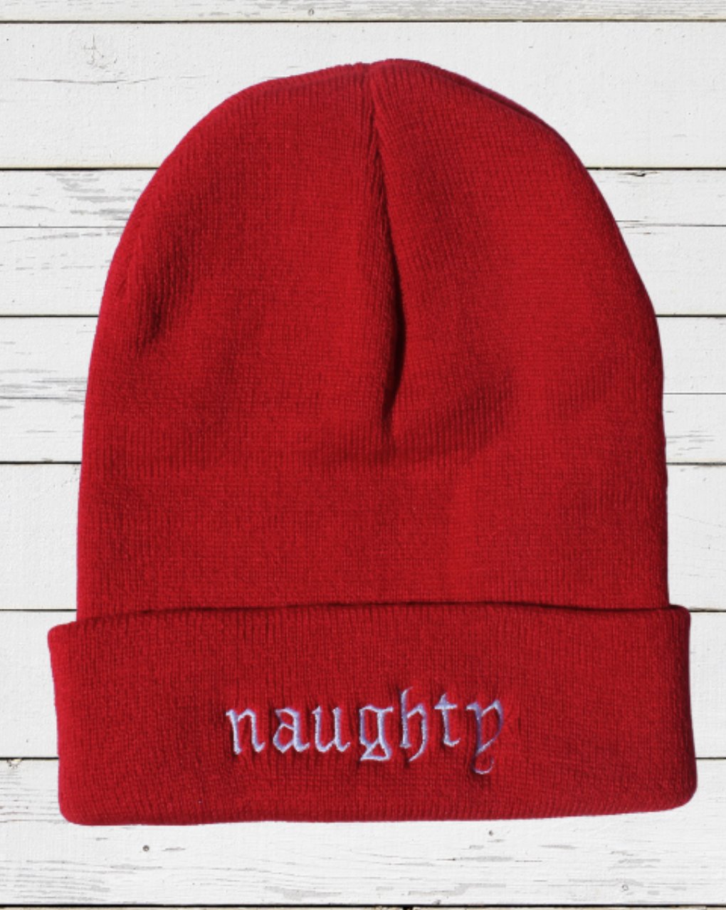 The Naughty One Beanie HAT Hillside Threads RED One Size 